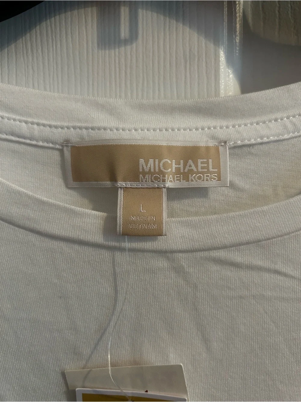 Michael Kors White Short Sleeve Tee with Gold Logo Accent